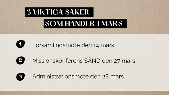 tre viktiga saker som händer i mars